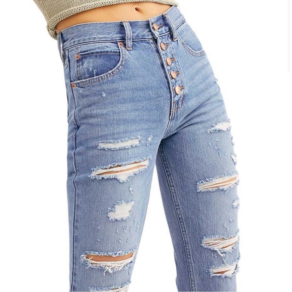 Free People We The Free Blossom Rigid Button Fly Skinny Jeans Sz 31 - Picture 2 of 6